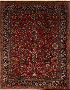 Indian sarouk Red Rectangle 8x10 ft Wool Carpet 19696