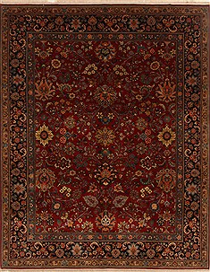 Indian sarouk Red Rectangle 8x10 ft Wool Carpet 19702