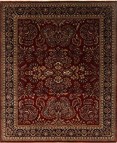 Indian sarouk Red Rectangle 8x10 ft Wool Carpet 19709