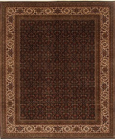 Indian Herati Black Rectangle 8x10 ft Wool Carpet 19710