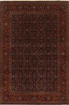 Indian Herati Black Rectangle 6x9 ft Wool Carpet 19716