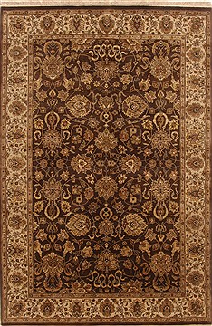 Indian Kashan Brown Rectangle 6x9 ft Wool Carpet 19724