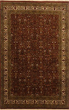 Indian Isfahan Brown Rectangle 6x9 ft Wool Carpet 19727