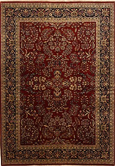 Indian sarouk Red Rectangle 6x9 ft Wool Carpet 19743