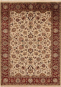 Kashan Beige Hand Knotted 6'1" X 8'6"  Area Rug 250-19745