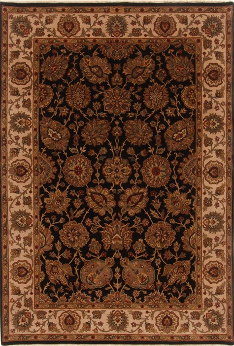 Agra Black Hand Knotted 61 X 90 Area Rug 250-19747 Image 0