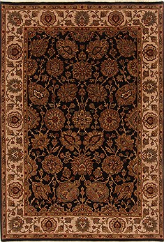 Indian Agra Black Rectangle 6x9 ft Wool Carpet 19747