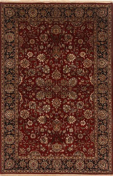 Indian Kashan Red Rectangle 6x9 ft Wool Carpet 19756