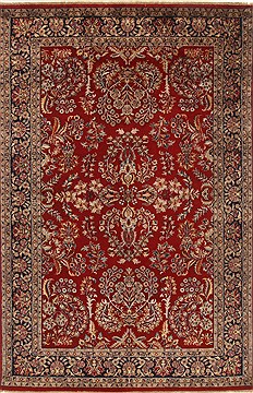Indian sarouk Red Square 9 ft and Larger Wool Carpet 19757