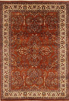 Indian sarouk Brown Rectangle 6x9 ft Wool Carpet 19758