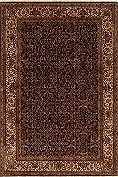 Indian Herati Black Rectangle 6x9 ft Wool Carpet 19766