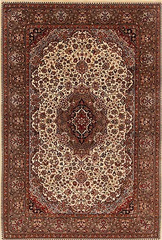 Pakistani Pak-Persian Beige Rectangle 6x9 ft Wool Carpet 19779