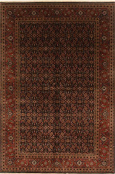 Indian Herati Black Rectangle 6x9 ft Wool Carpet 19789