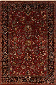 Indian sarouk Red Rectangle 6x9 ft Wool Carpet 19790