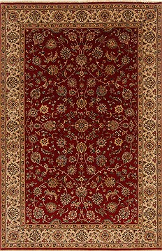 Isfahan Red Hand Knotted 6'1" X 9'3"  Area Rug 250-19792