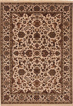 Kashan Beige Hand Knotted 5'8" X 8'2"  Area Rug 250-19802