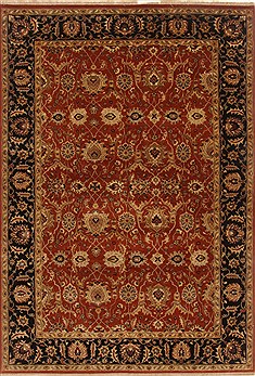 Indian Tabriz Brown Rectangle 6x9 ft Wool Carpet 19809