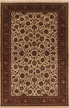 Kashan Beige Hand Knotted 6'0" X 9'1"  Area Rug 250-19811