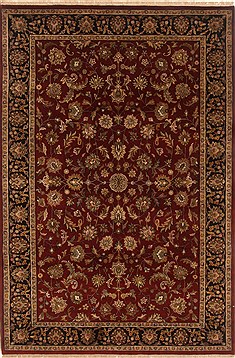 Indian Kashan Red Rectangle 6x9 ft Wool Carpet 19812