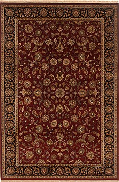 Indian Kashan Red Rectangle 6x9 ft Wool Carpet 19812
