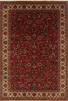 Kashan Red Hand Knotted 6'1" X 8'11"  Area Rug 250-19818