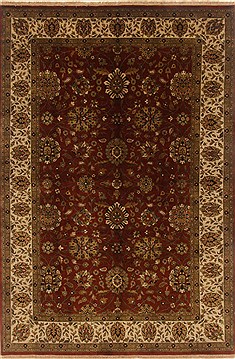 Indian Kashan Brown Rectangle 6x9 ft Wool Carpet 19822