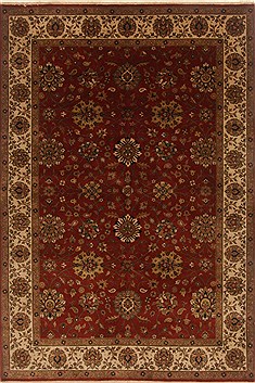 Indian Kashan Brown Rectangle 6x9 ft Wool Carpet 19823