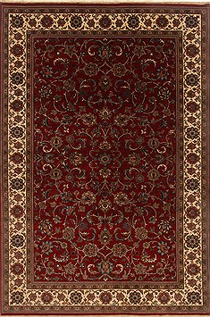 Indian Kashan Red Rectangle 6x9 ft Wool Carpet 19827
