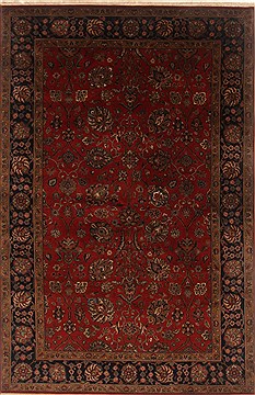 Indian Tabriz Red Rectangle 6x9 ft Wool Carpet 19836