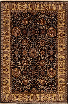Indian Tabriz Black Rectangle 4x6 ft Wool Carpet 19842