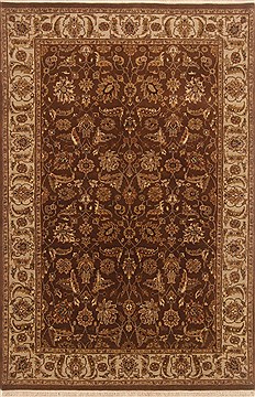 Indian Tabriz Brown Rectangle 4x6 ft Wool Carpet 19849