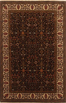 Indian Tabriz Brown Rectangle 4x6 ft Wool Carpet 19857