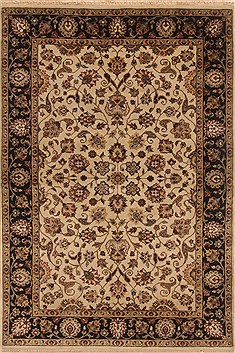 Indian Kashan Beige Rectangle 4x6 ft Wool Carpet 19871