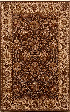 Indian Tabriz Brown Rectangle 4x6 ft Wool Carpet 19872