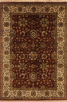 Indian Tabriz Brown Rectangle 4x6 ft Wool Carpet 19875