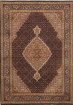 Indian Tabriz Black Rectangle 4x6 ft Wool Carpet 19882
