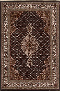 Indian Tabriz Black Rectangle 4x6 ft Wool Carpet 19884