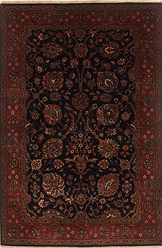 Indian Tabriz Blue Rectangle 4x6 ft Wool Carpet 19885