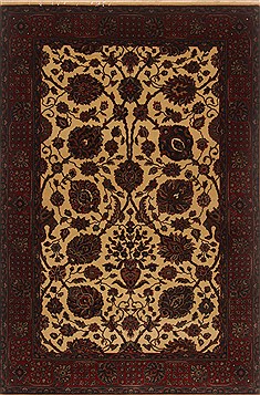 Indian Tabriz Beige Rectangle 4x6 ft Wool Carpet 19886