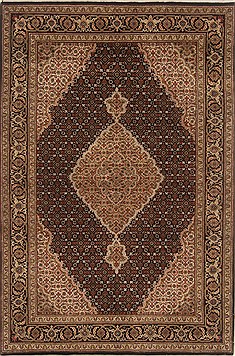 Indian Tabriz Black Rectangle 4x6 ft Wool Carpet 19890
