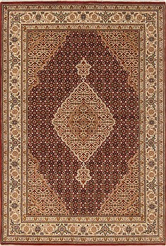 Indian Tabriz Brown Rectangle 4x6 ft Wool Carpet 19898