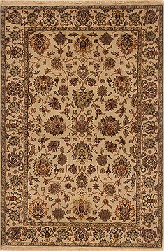 Kashan Beige Hand Knotted 4'0" X 6'1"  Area Rug 250-19900