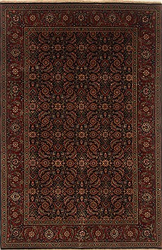 Indian Herati Black Rectangle 4x6 ft Wool Carpet 19901