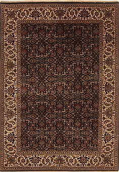 Indian Herati Black Rectangle 4x6 ft Wool Carpet 19902