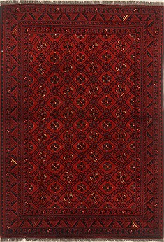 Afghan Khan Mohammadi Red Rectangle 3x5 ft Wool Carpet 19915