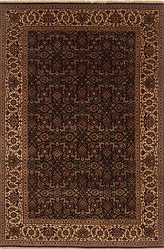 Indian Herati Black Rectangle 4x6 ft Wool Carpet 19920