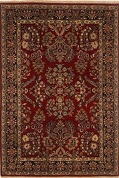 Indian sarouk Red Rectangle 4x6 ft Wool Carpet 19927