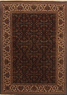 Indian Herati Black Rectangle 4x6 ft Wool Carpet 19928