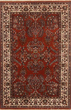 Indian sarouk Brown Rectangle 4x6 ft Wool Carpet 19930