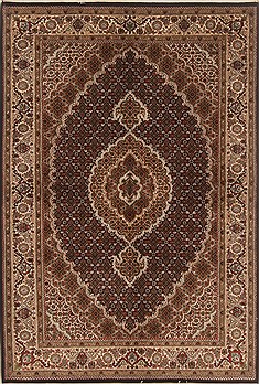 Indian Tabriz Black Rectangle 4x6 ft Wool Carpet 19931